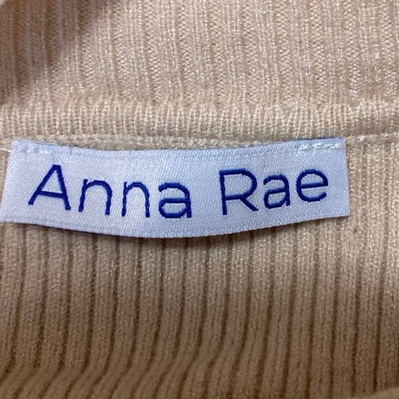 Anna Rae Women's Beige Tan Ribbed Knit Mockneck Cutout Long Sleeve Sweater Top M - Picture 3 of 4